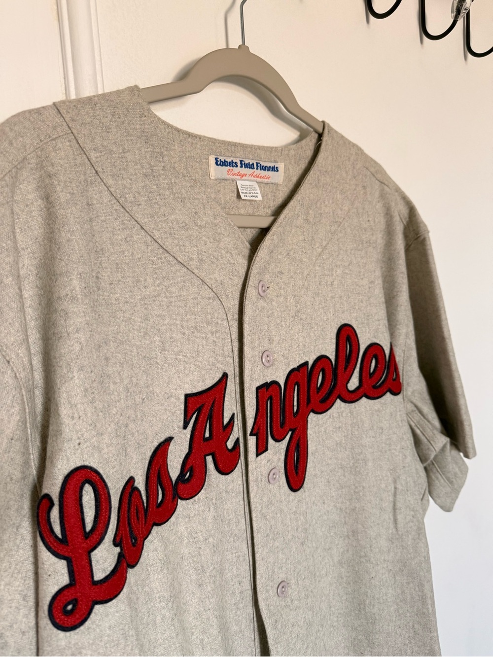 RARE Ebbets Field Flannels Los Angeles Angels Wool Baseball Jersey USA XXL